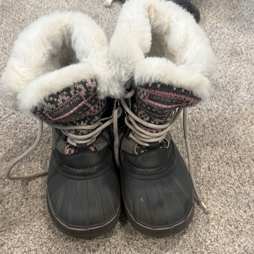 London Fog Black and Pink Fur-Lined Boots